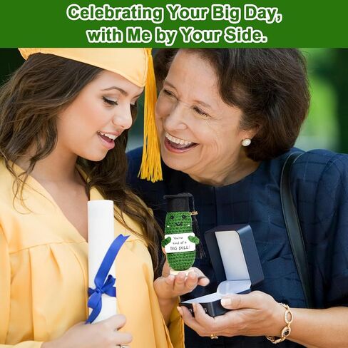 AICase 2024 Graduation Gifts Emotional Support Pickle with Base, Handmade Positive Crochet Cute Decorative Cool Funny College Graduate Grad Gifts for Women/Men/Her/Him/Male/Female/Adult in Saudi Arabia