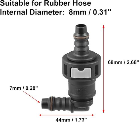X AUTOHAUX 2pcs Fuel Line Quick Connect 90 Degree Adapter Connector Male 11.8mm to 8mm Nylon Tubing for Fuel Line Hose in Saudi Arabia