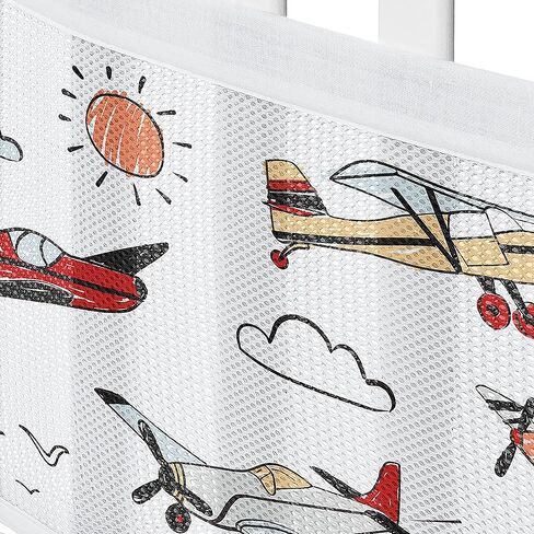 Sweet Jojo Designs + BreathableBaby Vintage Airplane Boy Breathable Mesh Crib Liner Baby and Infant Yellow Orange Red White Blue Airplanes Air Plane Transportation Clouds Sun Sky Aviator in Saudi Arabia
