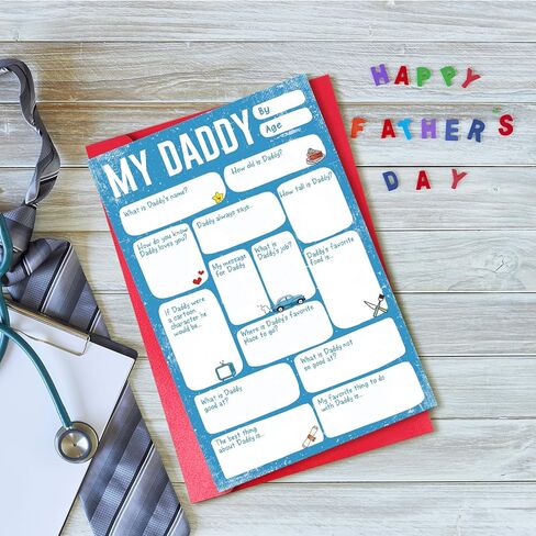 بطاقة عيد الأب DIY للأب، أبي املأ الفراغ في بطاقة شكر من الابن، املأ موقفك بشأن والدك في البطاقة in Kuwait