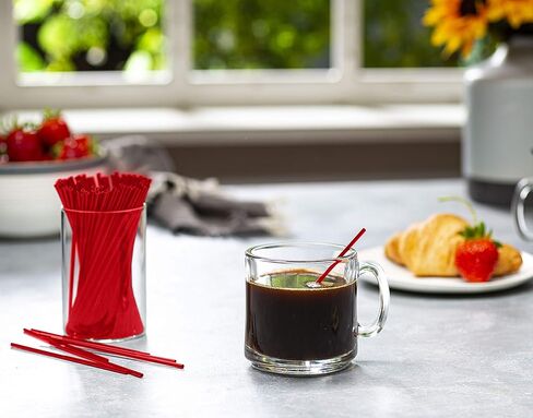 Comfy Package [5 Inch - 1000 Count] Coffee & Cocktail Stirrers/Straws Disposable Plastic Sip Stir Sticks – Red in Kuwait