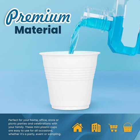PAMI Plastic Bathroom Cups, 3oz [Pack of 100]- Disposable Mini Mouthwash Cups- Food-Safe & BPA-Free Rinse Cups- Multipurpose & Leakproof Stackable Bath Cups- Great for Medicine, Espresso, Shots in Saudi Arabia