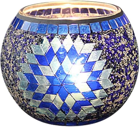 Mosaic Glass Tea Light Holders Romantic Stained Votive Candle Holder, MIATTCLD Round Handmade Tealight Candle Holder for Table Centerpieces, Christmas, Valentine, Birthday Party, Home Decor (G) in Saudi Arabia