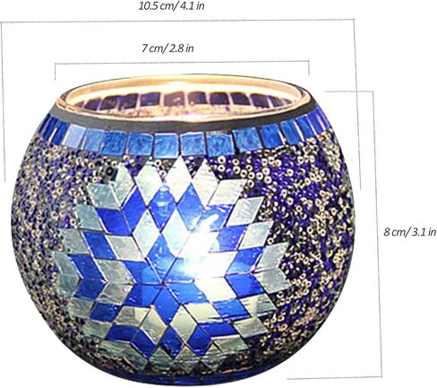 Mosaic Glass Tea Light Holders Romantic Stained Votive Candle Holder, MIATTCLD Round Handmade Tealight Candle Holder for Table Centerpieces, Christmas, Valentine, Birthday Party, Home Decor (G) in Saudi Arabia