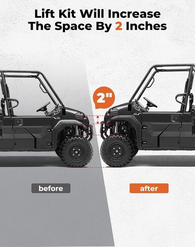 مجموعة رفع KEMIMOTO مقاس 2 بوصة متوافقة مع Kawasaki Mule Pro-dx Dxt/fx Fxt 2015-2023 رافعة عالية للتعليق الأمامي والخلفي، تضيف مساحة لملحقات الإطارات الأكبر حجمًا in Saudi Arabia