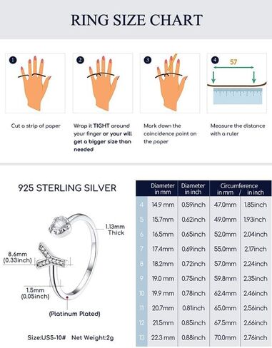 Suplight 925 Sterling Silver Heart Initial Rings for Women Teen Girls Capital Letter Initial Stackable Rings for Women Girls Alphabet Letter Adjustable Heart Rings Rings Jewelry Gifts for Women in Kuwait