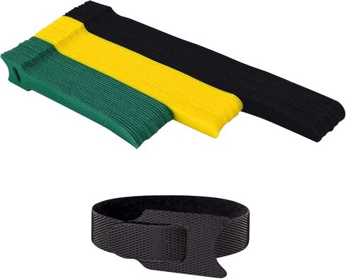 Reusable Cable Ties, Adhesive Cable Straps Wrap Cable Ties 20pcs 8'' Length Black 20pcs 6'' Yellow 20pcs 4'' Green in Saudi Arabia