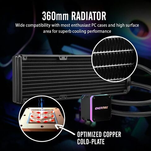 مبرد سائل وحدة المعالجة المركزية Enermax Aquafusion ADV 360 White A-RGB AIO - مرآة لا متناهية، مشعاع 360 مم، مروحة ARGB PWM 120 مم، AMD AM5/Intel LGA1700 جاهز، ضمان 5 سنوات in Kuwait