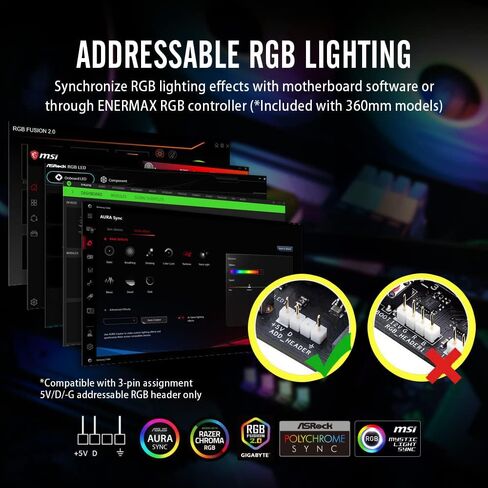 مبرد سائل وحدة المعالجة المركزية Enermax Aquafusion ADV 360 White A-RGB AIO - مرآة لا متناهية، مشعاع 360 مم، مروحة ARGB PWM 120 مم، AMD AM5/Intel LGA1700 جاهز، ضمان 5 سنوات in Kuwait
