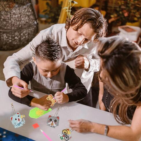 Zakrafo 9PCS Diamond Art Keychains Diamond Art Kits for Adults Keychains Cats and Dogs DIY Keychain for Crafts Gift Keychain Bags Accessories in Kuwait