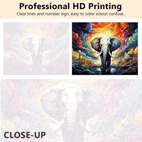 TUMOVO Animal Paint by Number, Paint by Numbers for Adults Beginner, Colorful Elephant DIY Oil Painting by Numbers on Canvas with Brushes Perfect Gifts - 16x20 Inch, Without Frame in Saudi Arabia