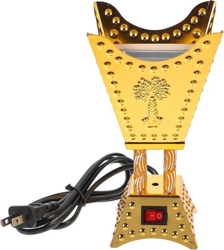 Alipis Bakhoor Electric Incense Burner Oud Frankincense Resin Burner Church Charcoal Electric Burner Arabic Incense Burner Yoga Spa Aromatherapy Burner Home Decor, Golden in Saudi Arabia