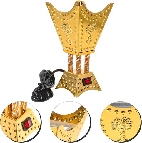 Alipis Bakhoor Electric Incense Burner Oud Frankincense Resin Burner Church Charcoal Electric Burner Arabic Incense Burner Yoga Spa Aromatherapy Burner Home Decor, Golden in Saudi Arabia