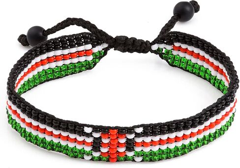 سوار علم كينيا: سوار مصنوع يدويًا، سوار حبل قابل للتعديل على طراز بوهو مطرز بتصميم وطني in Kuwait