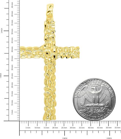 قلادة متقاطعة كبيرة مقاس 33.5 مم × 5.7 سم مطلية بالذهب عيار 14 قيراط in Kuwait