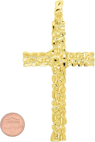 قلادة متقاطعة كبيرة مقاس 33.5 مم × 5.7 سم مطلية بالذهب عيار 14 قيراط in Kuwait