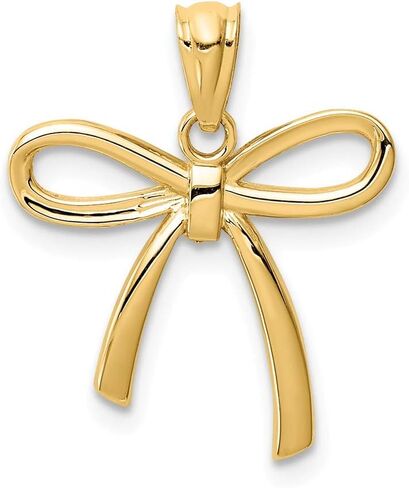Solid 14k Yellow Gold Small Ribbon Bow Pendant Charm in Saudi Arabia