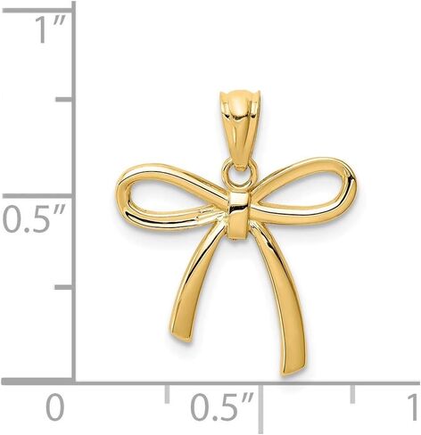 Solid 14k Yellow Gold Small Ribbon Bow Pendant Charm in Saudi Arabia