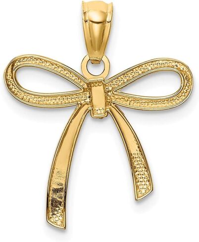 Solid 14k Yellow Gold Small Ribbon Bow Pendant Charm in Saudi Arabia