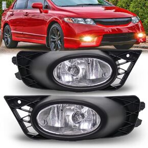 Fog Lights Lamps Replacement for 2009 2010 2011 Honda Civic Sedan Fog Light Compatible with H11 12V 55W Bulbs Switch and Wiring Kit