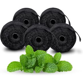 Expandable Floss Treated with Activated Charcoal, Xylitol, Natural Plant Based Wax, Refreshing Mint Flavor - Pack of 5 (Refills Only)
