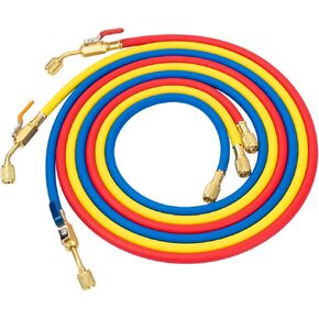 صمام كروي بديل لخرطوم 29986 Plus II 1/4 بوصة 72 بوصة مع صمام كروي مدمج R-410A، 3 عبوات (أزرق أصفر أحمر) in Kuwait