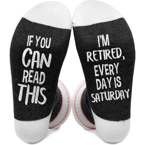 If You Can Read This I'm Retired Everyday is Saturday, Happy Retirement Gifts For Women Socks Size 5.5-11, Gifts for Families Friends on Birthday Thanksgiving Christmas Day - A54