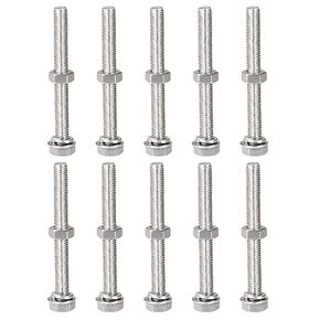 uxcell M8 x 65mm Hex Head Screws Bolts, Nuts, Flat & Lock Washers Kits, 304 Stainless Steel Fully Thread Hexagon Bolts 10 Sets