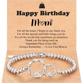 Tarsus Mother Daughter Gifts, Eternal Love Connected at Heart, Interlocking 2 Circles Bracelet, Mom Gifts, Daughter Gifts, Birthday, Christmas
