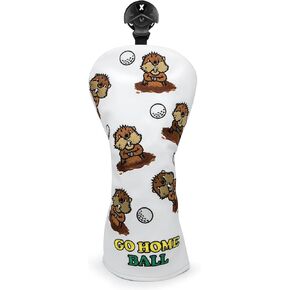 Gopher Groundhog Golf Club Covers - 1pc or 3pcs Set Driver Headcover 3 Wood Headcover Hybrid Headcover - White (PU) Leather Golf Club Headcovers for Drivers and Woods fits for All Brand