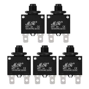 uxcell 5Pcs Thermal Overload Protector AC 125/250V 6A Push Button Reset Circuit Breaker