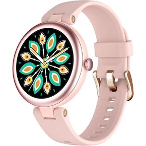 Smart Watches for Women Compatible with iPhone/Android Phones, Slim Designed Round Women's Watch Fitness Tracker with Heart Rate/Blood Oxygen Monitor Pedometer Waterproof Pink