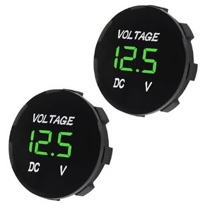 2 Pieces LED Digital Display Voltmeter, Waterproof 5-48V Round Panel Digital Display Voltage Gauge