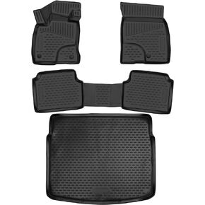 Fits 2021-2024 Ford Bronco Sport Floor Mats Front & 2nd Row Seat Liner Set 3D Custom Fit All-Weather Full Set Liners, Black