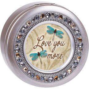 Cottage Garden Love You More Dragonfly Jeweled Pewter Colored Round Music Box Plays What a Wonderful World