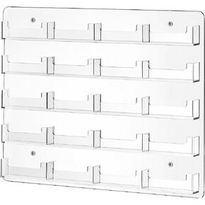 HBlife Clear Acrylic Business Card Holder Wall Mount Sticker Display Rack Multiple Cards Organizer for Gift Cards and Brochures, 8 Pockets