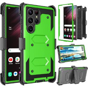 Galaxy S23 Ultra Case, Galaxy S23 Ultra Holster Case with Belt Clip, Takfox Protective Heavy Duty Shockproof Kickstand Rugged Hard Shell Cover Defender Phone Case for Samsung S23 Ultra-Black