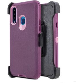 Designed for Galaxy A20S Case, Dual Layer Full Body Protective Shell Shockproof Rugged Case with Belt Clip Holster Case for Samsung Galaxy A20S Phone (Black)
