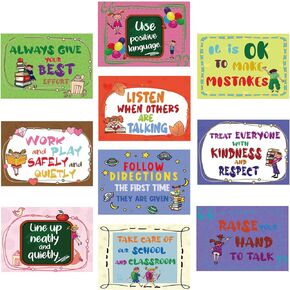 10 Classroom Rules Educational Posters for Toddlers | Classroom Decor | School Supplies and Distance Learning Materials | Use for School Bulliten Boards