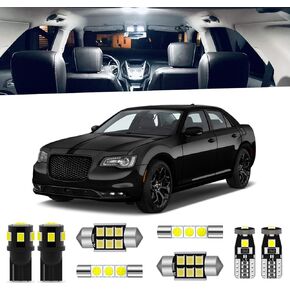 17-Pieces White LED Interior Lights Kit for Chrysler 300 300C 2011 2012 2013 2014 2015 2016 2017 2018 2019 2020 2021 Interior LED Lighting Package + License Plate Lights, Install Tool