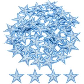 MECCANIXITY Small 5Star Iron on Patches Embroidered Sew Patches Appliques Garment Embellishments for Clothing Repair Backpack Shoes Decoration 2.9x2.9cm/1.14x1.14" Pack of 50 (Black)