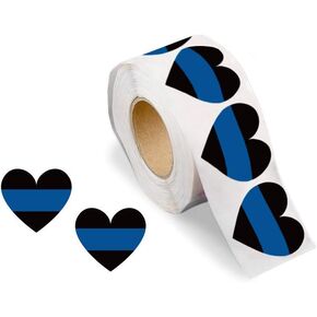 Fundraising For A Cause | Blue Line Heart Stickers - Police Support Stickers for Car Bumpers, Office Doors, Cell Phones and More (250 Stickers)