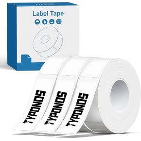 P21 Label Maker Tape Black on White 14x40mm(0.55"x1.57"), Adapted NELKO P21 Label Printer Paper Standard Laminated 180 Labels/Roll, White Label Tape Use for Office, School and Home - 3 Rolls