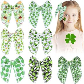 7 PCS Easter Hair Bows for Girls, 4.5 Inch Colorful Girls Bows Toddler Bows Clips with Bunny Rabbit Chick Easter Egg Pattern Hair Accessories for Girls Toddlers Kids Party Decorations