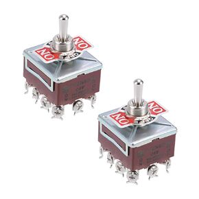 uxcell 4PDT Lacthing Rocker Toggle Switch Heavy-Duty 15A 250V 12P ON/Off/ON Metal Bat 2pcs