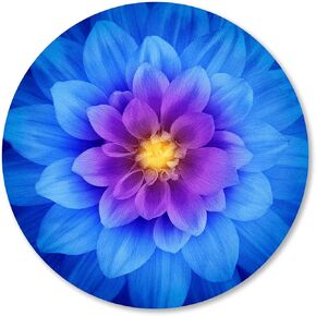 Mouse Pad, Blue Watercolor Lotus Flower Round Mouse Pad, Non-Slip Rubber Base Mousepad for Laptop Computer, Personalized Small Mousepad with Designs for Women, 7.9 x 7.9 Inch