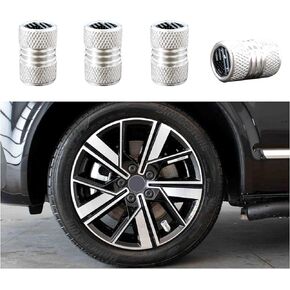 Ziciner 4PCS Car Tire Valve Stem Caps, Corrosion Resistant Aluminum Tire Valve Stem Covers, Leak-Proof Wheel Air Valve Caps, Universal Auto Decor Accessories for Most Vehicles (Black & Red US, Black)