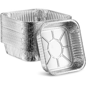 MontoPack 8" Disposable Aluminum Foil Square Baking Pans | 8 x 8 Cake Pan Tin for Broiling, Toaster Oven, Meal Prep, Roasting, Take Out | 20 Pack (8" X 8" Without Lids)