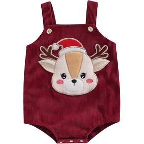 Newborn Baby Boy Girl Thanksgiving Outfits Sleeveless Corduroy Turkey Print Romper Overalls Infant Fall Winter Clothes