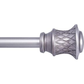 Kenney KNM75518 Fast Fit Easy Install Jamey Trumpet End Decorative Window Curtain Rod, 36-66" Adjustable Length, Polished Pewter Finish, 5/8" Diameter Steel Tube